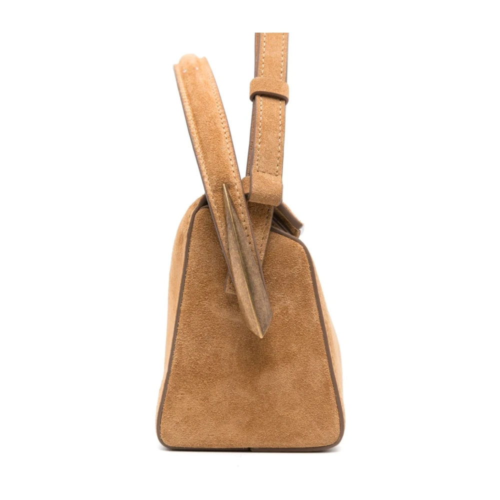 Benedetta Bruzziches Beige Schoudertas met Ritssluiting Brown Dames