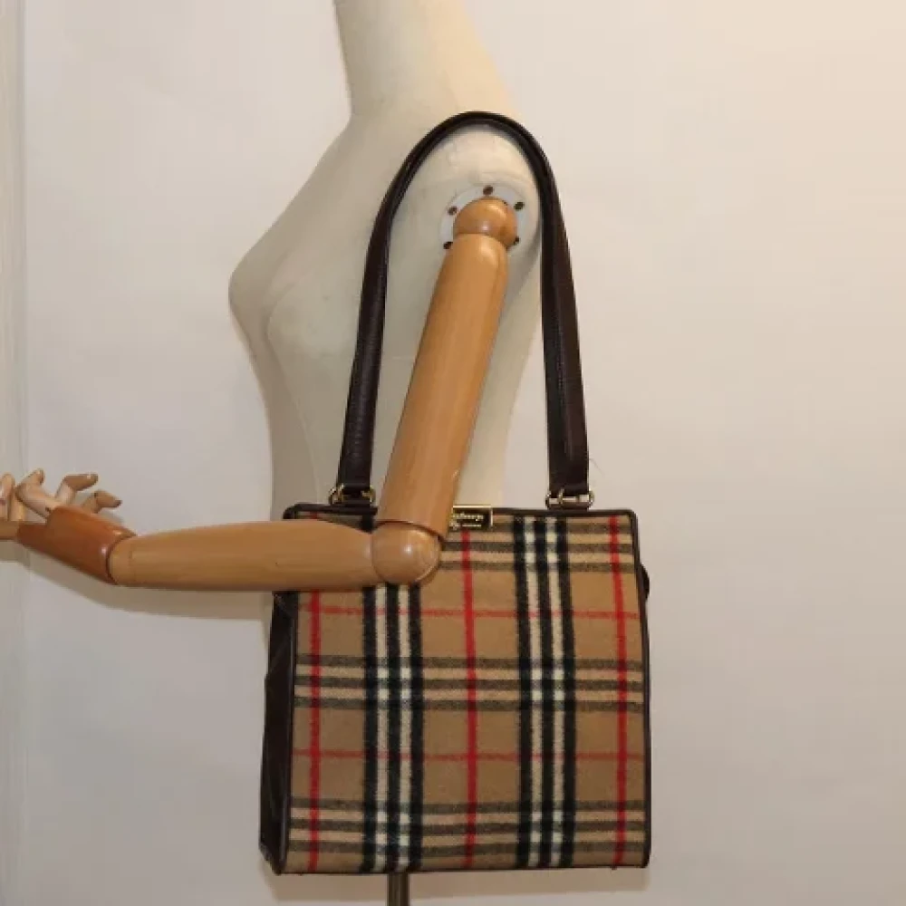 Burberry Vintage Pre-owned Wool shoulder-bags Beige Dames
