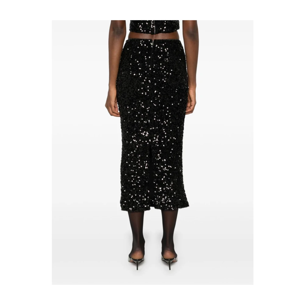 Rotate Birger Christensen Zwarte Pailletten Stretch Rok Black Dames