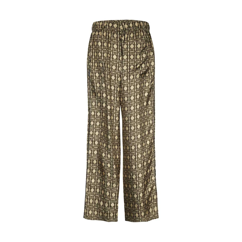 Palm Angels Zijden pyjamabroek met logoprint Beige Heren