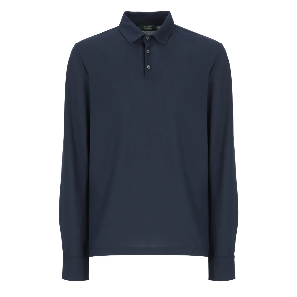 Zanone Blauw Katoenen Poloshirt met Kraag Blue Heren