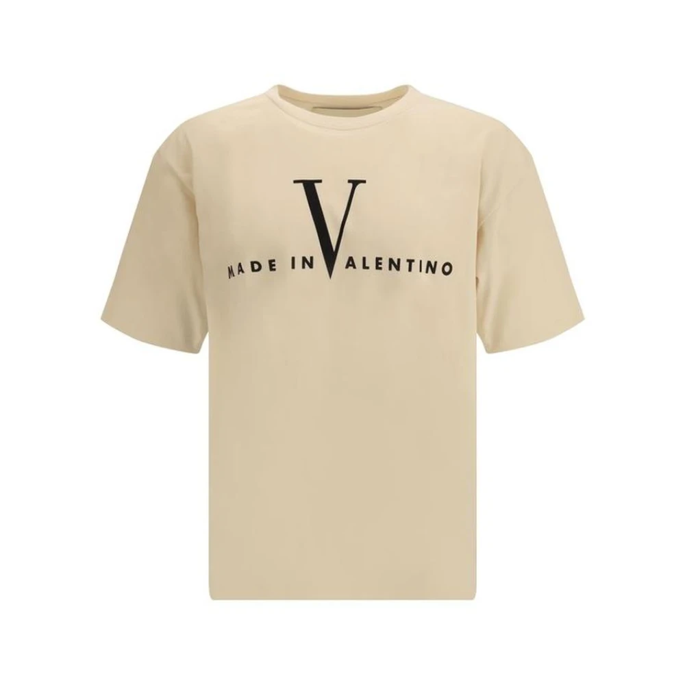 Valentino Men's Beige Cotton T-Shirt With Made In Print