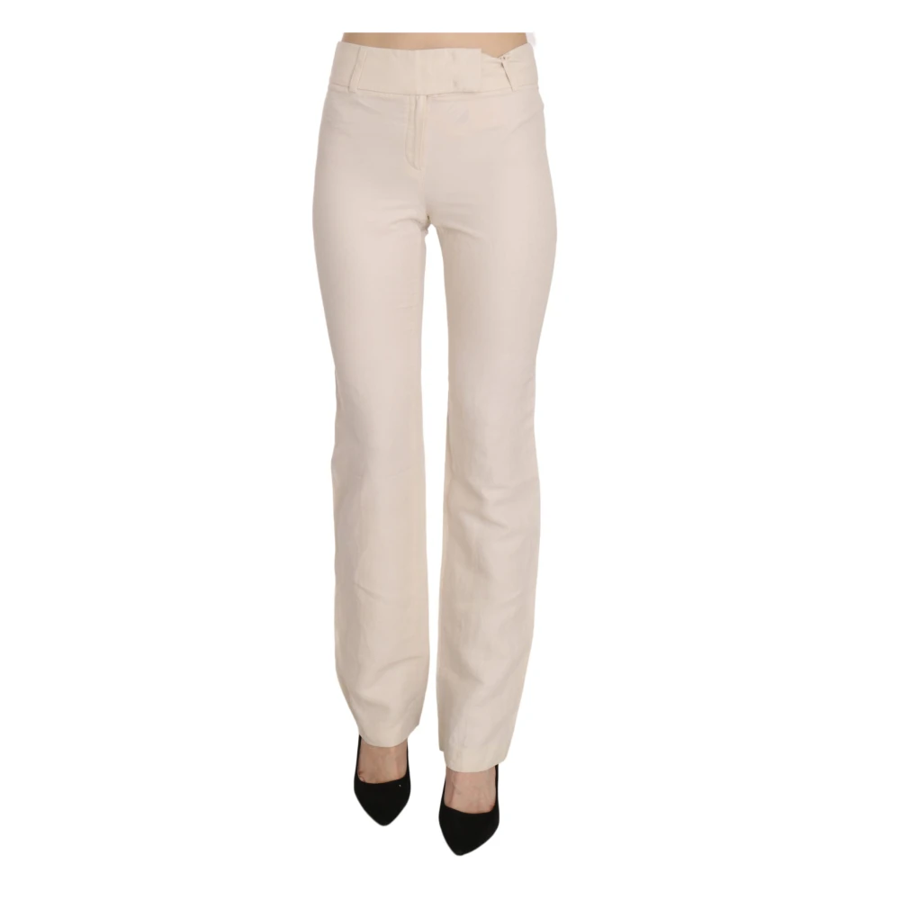 Ralph Lauren Donna Bianco Pantaloni Eleganti Svasati A Vita Alta