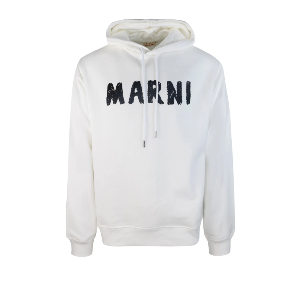 Marni Witte Hoodie Ruime Pasvorm Katoenen Trui White Heren