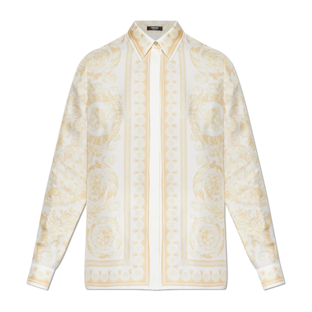 Versace Women's Beige Barocco Silk Shirt