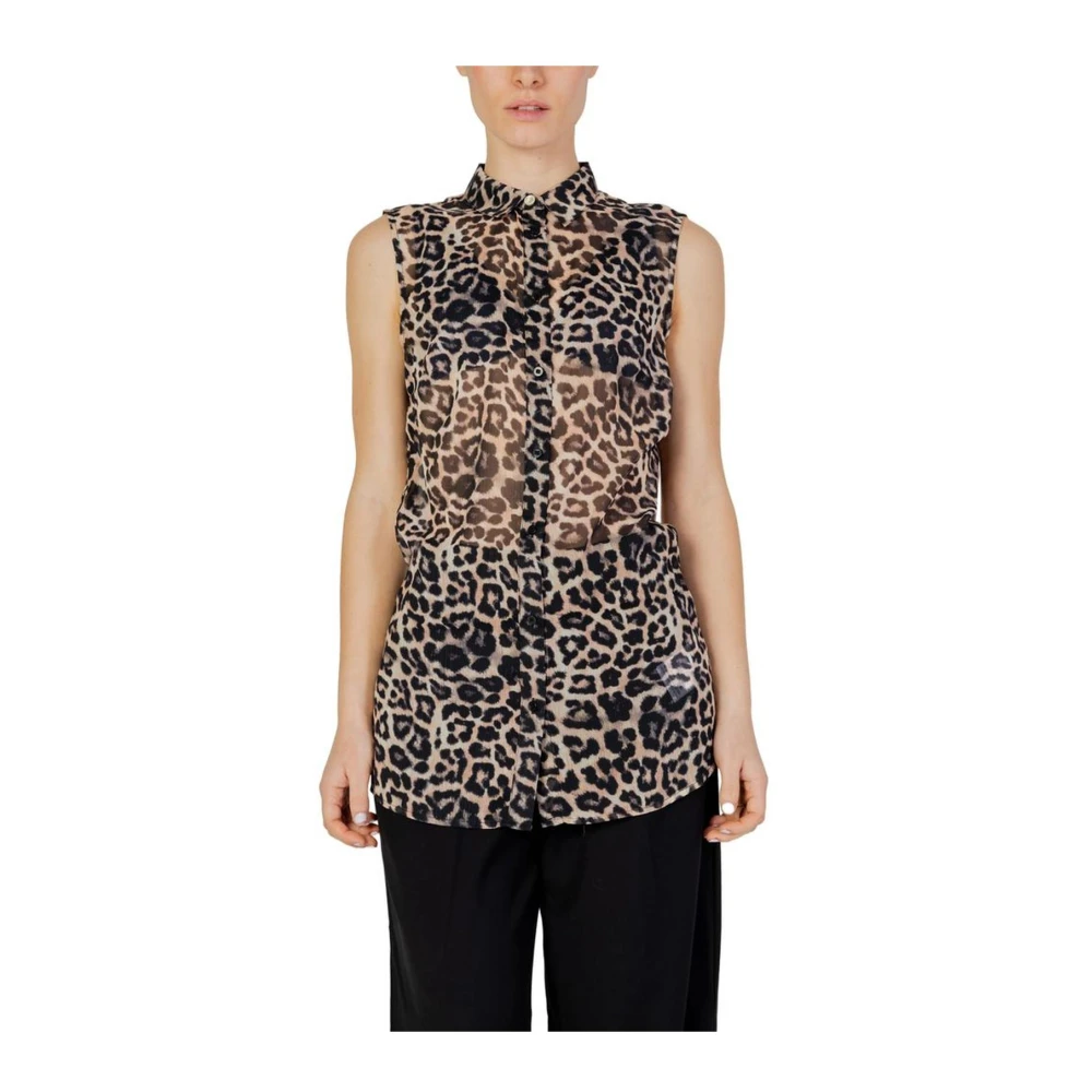 Guess Luipaard Mouwloze Blouse ModelStyle Brown Dames