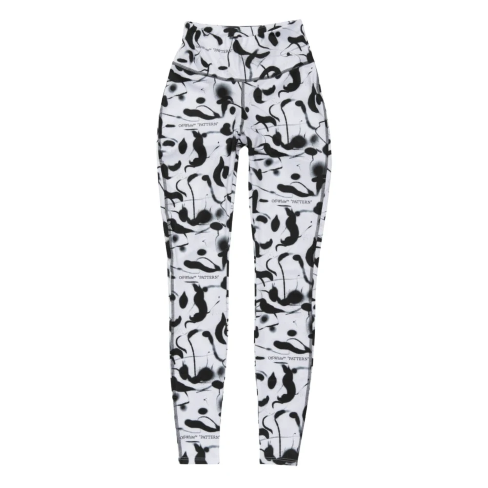 Off White Gedrukte Zwarte en Witte Leggings White Dames