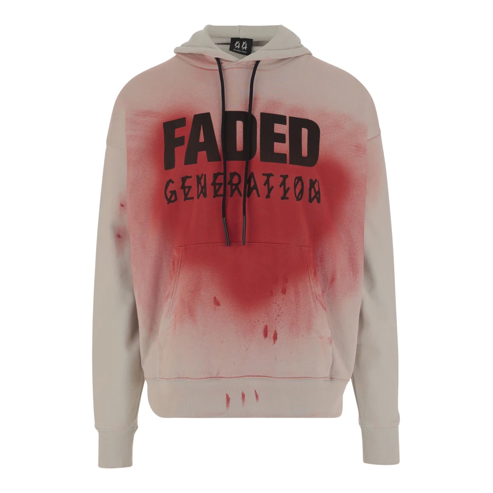 44 Label Group Rode katoenen hoodie met Faded Gen-print Multicolor Heren
