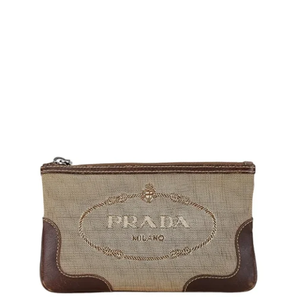 Prada Vintage Pre-owned Canvas pouches Beige Dames
