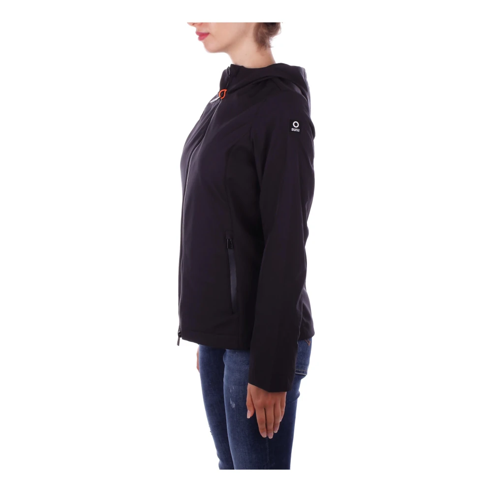 Suns Zwarte Hoodie met Ritssluiting Black Dames