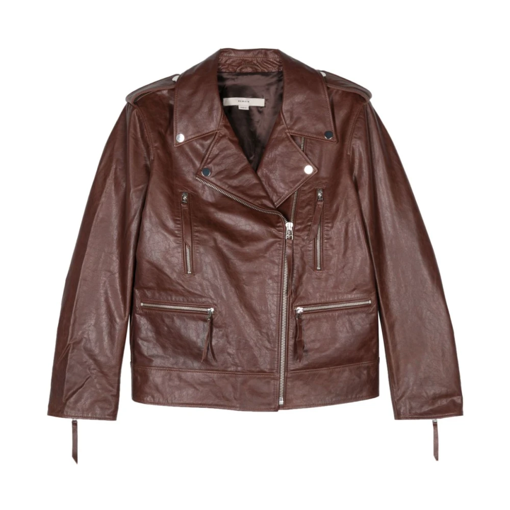 Remain Birger Christensen Bruine Biker Leren Jas Brown Dames