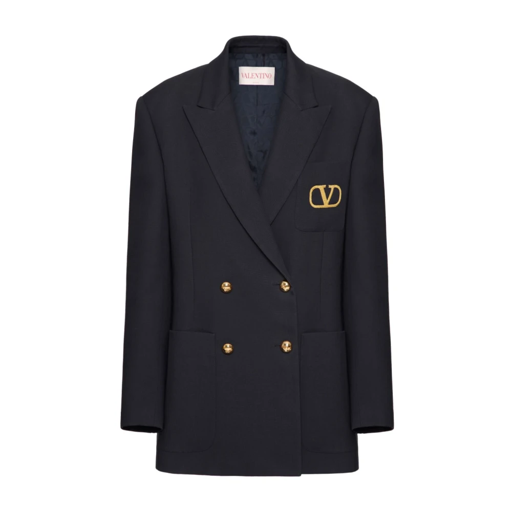 Valentino Garavani Blå VLogo Signature Blazer Jacka Blue, Dam