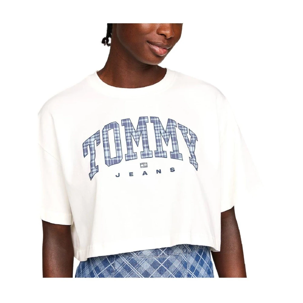 Tommy Hilfiger Casual Cropped T-shirt met Kenmerkend Logo White Dames