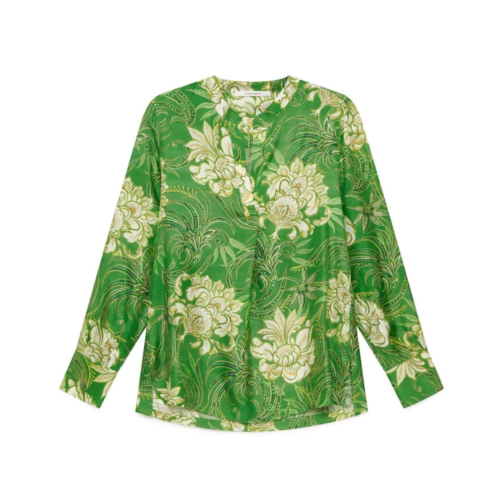 Maliparmi Women's Green Blouses, M, Collection Print Shirt