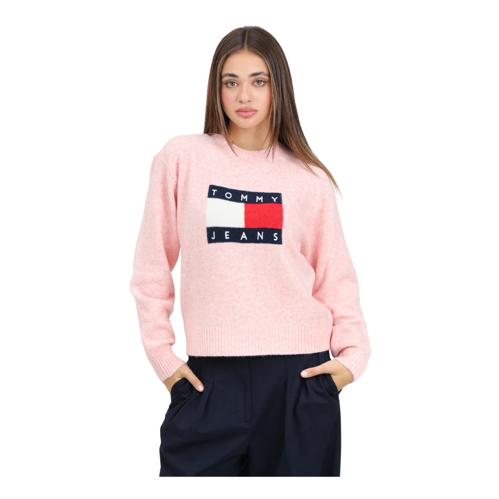 Tommy Jeans Roze trui met vlagdetail Pink Dames
