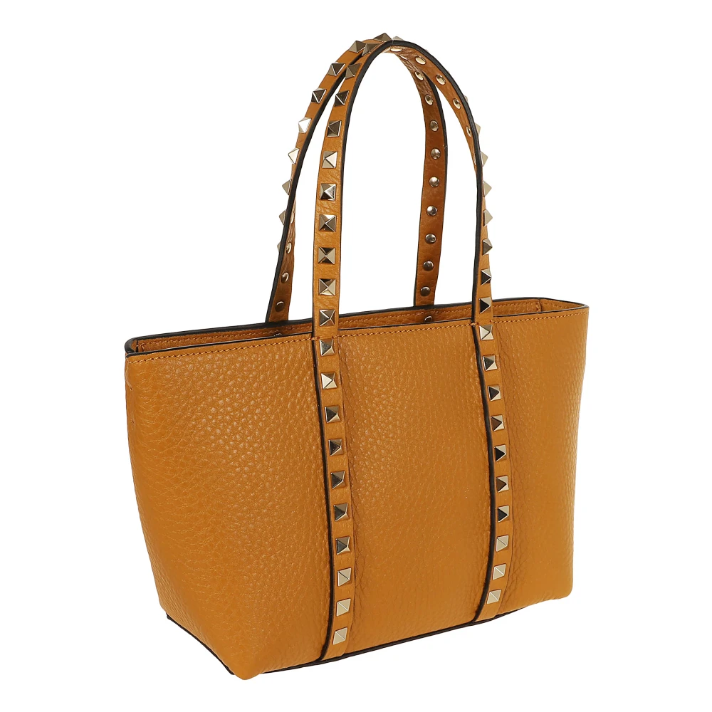 Valentino Garavani Gouden Rockstud Mini Tote Tas Brown Dames