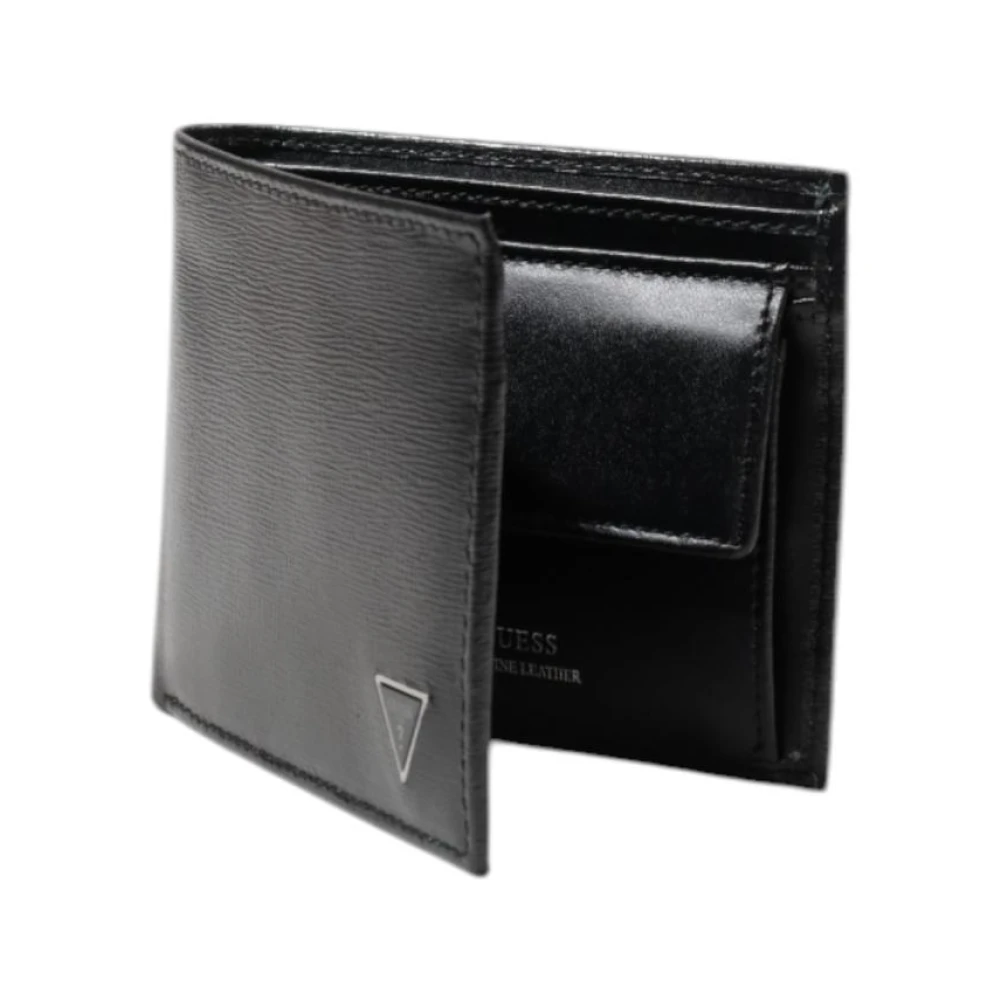 Guess Klassieke Leren Bifold Portemonnee Black Heren