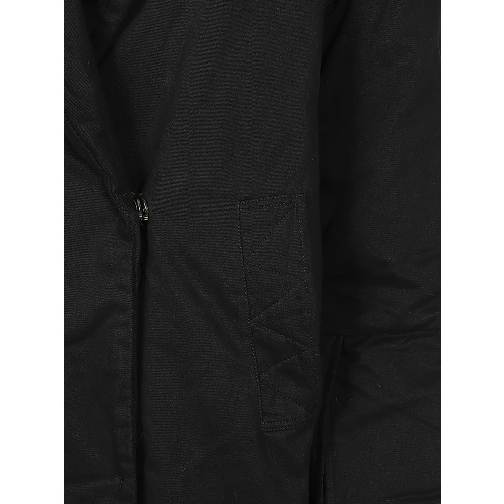 OOF Wear Zwarte Katoenen Gabardine Lange Jas Black Dames