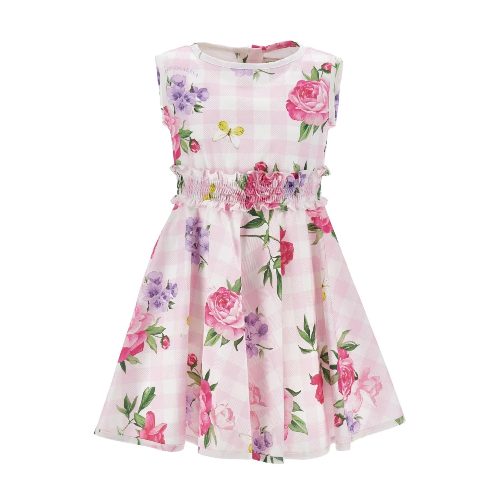 Monnalisa Girls Multicolor Gingham Floral Dress - Dresses - 6 Y - Kids