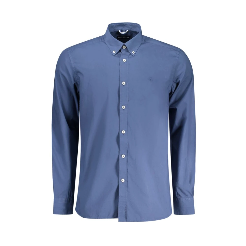 North Sails Men's Blue Nautical Cotton Shirt With Button Collar - Casual Shirts - S- Shirts