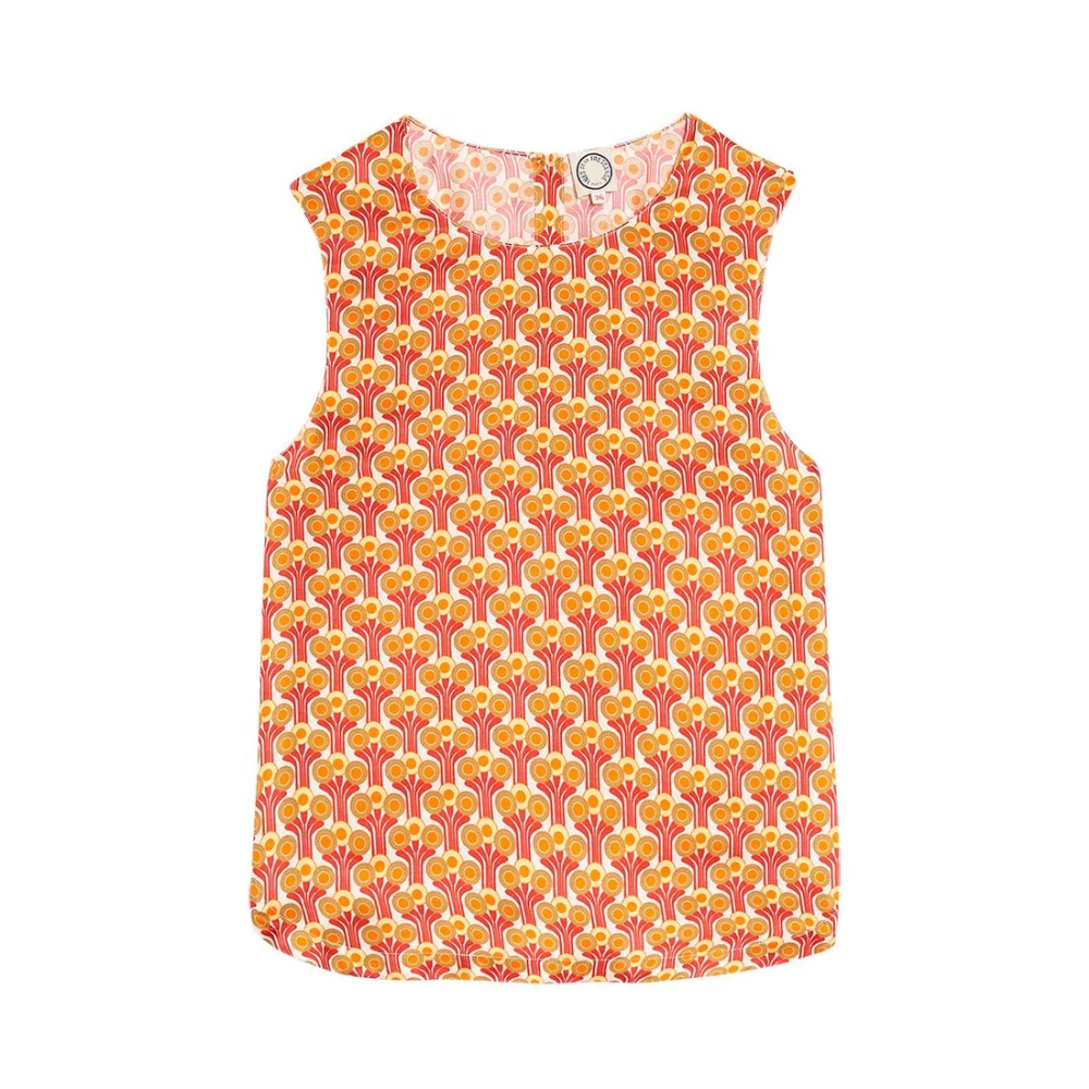 Ines De La Fressange Paris Rode Mouwloze Blouse Romantische Print Multicolor Dames