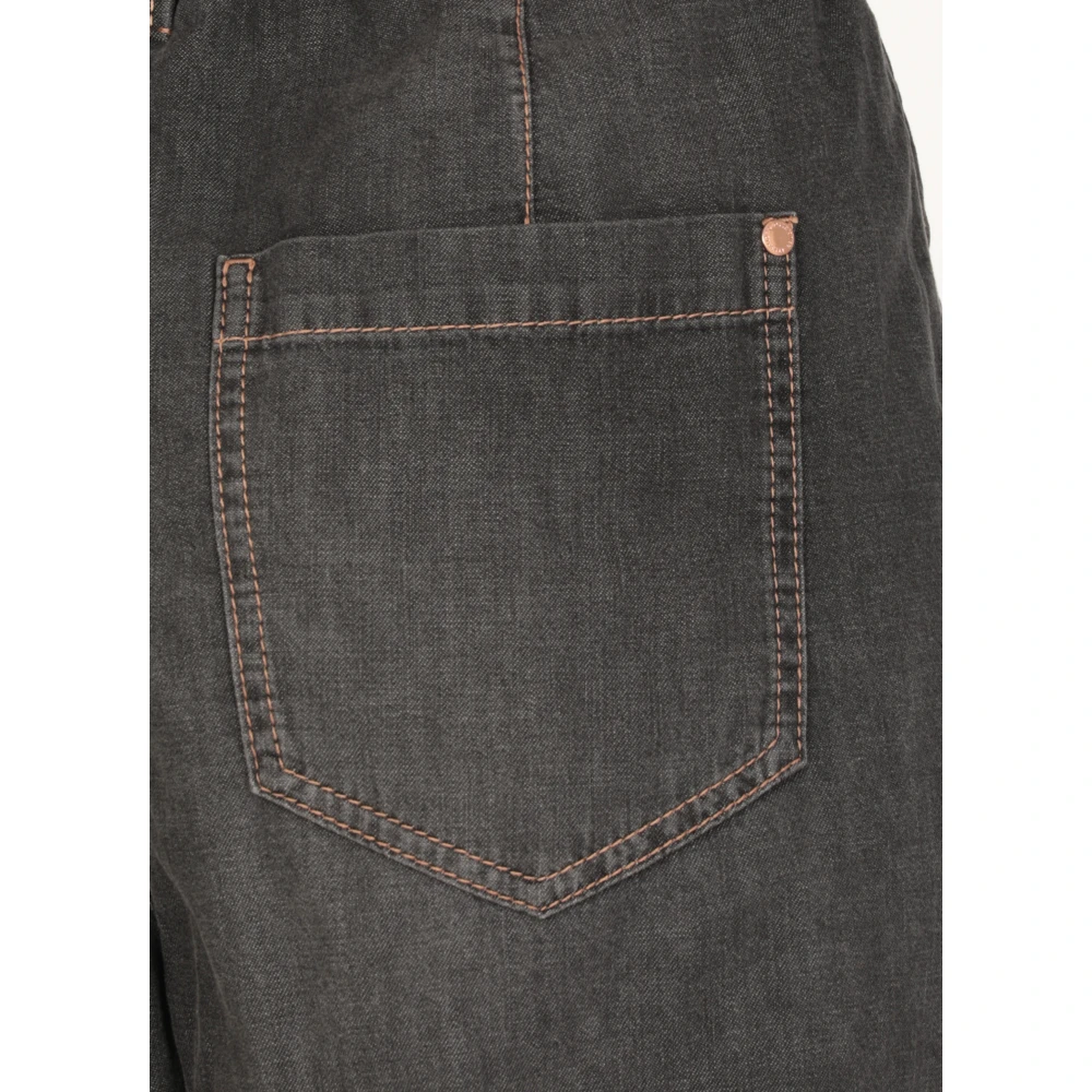 BRUNELLO CUCINELLI Grijze Katoenen Jeans met Elastische Taille Gray Dames