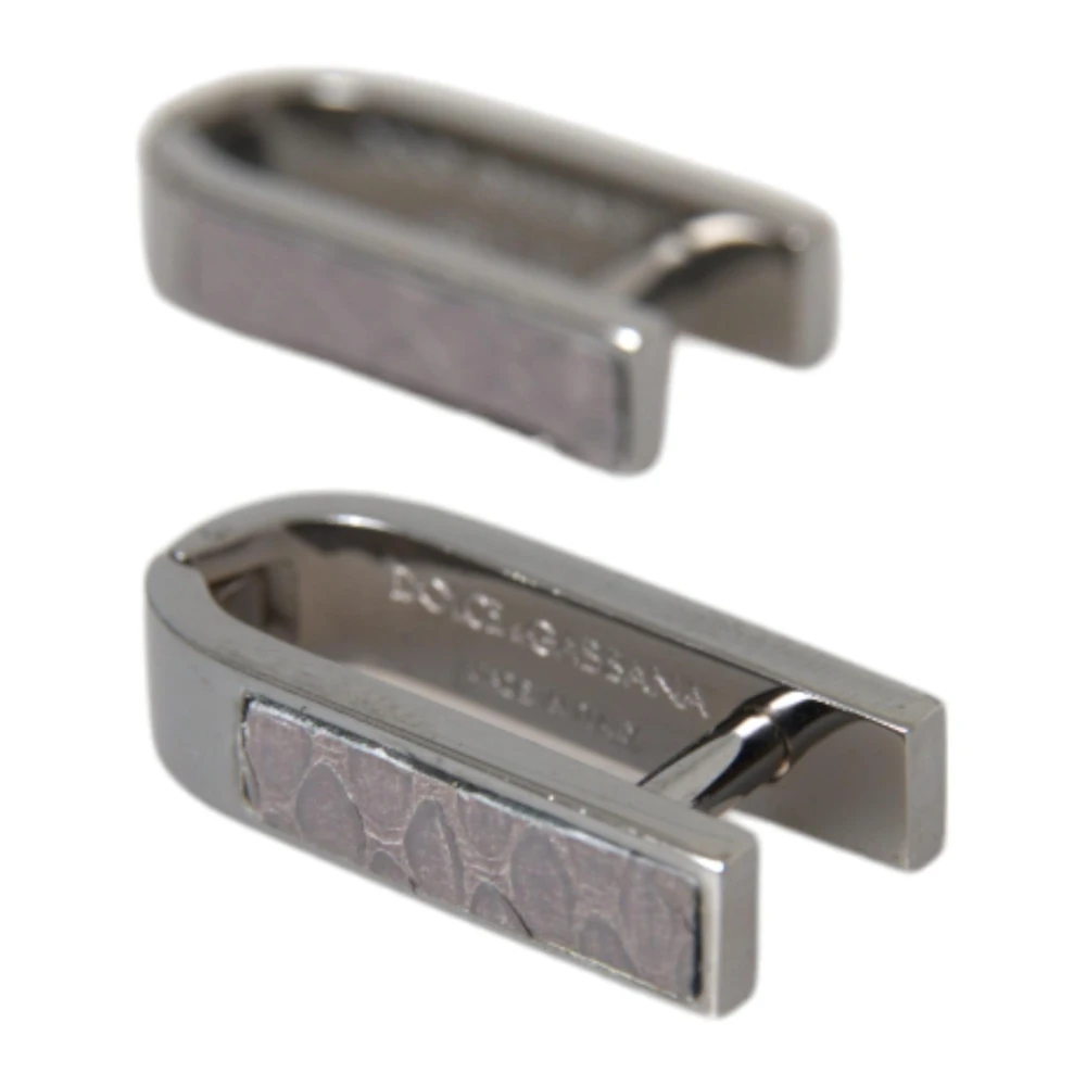 Dolce & Gabbana Men's Gray Cufflinks & Tie Clips, One Size, Luxury Brass Cufflinks