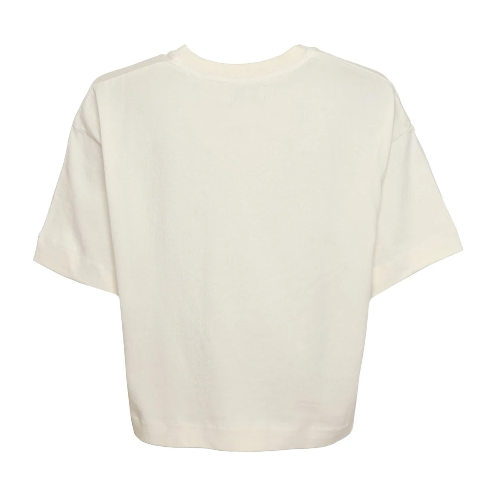 Autry T-shirt met geribbelde hals en logo-applicatie Beige Dames