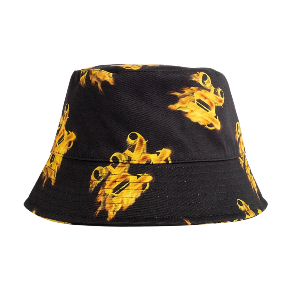 Palm Angels Zwarte Monogram Bucket Hat Geborduurd Multicolor Heren