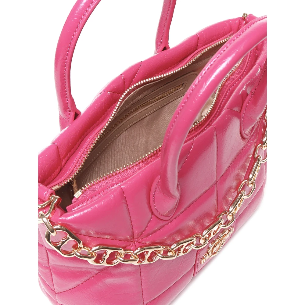 Love Moschino Gewatteerde Magenta Handtas met Kettingen Pink Dames