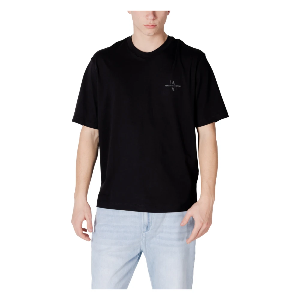 Armani Exchange Zwarte Katoenen T-shirt Ronde Hals Black Heren