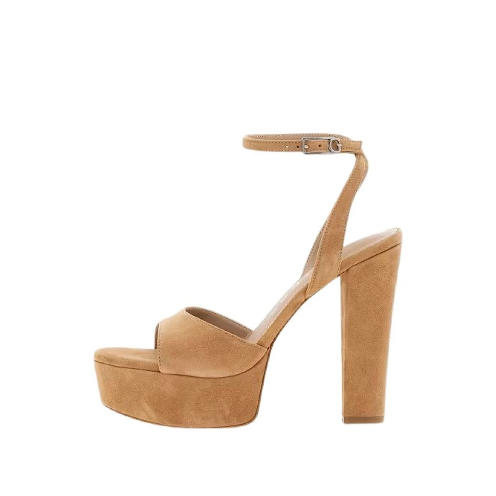 Guess Kvinno Brun Skor Dam, 39 Eu, Läder, Hitten Suede Sandaler