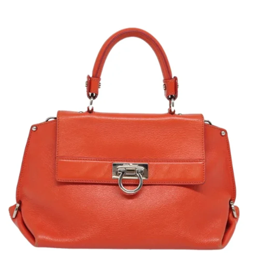 Salvatore Ferragamo Pre-owned Leather handbags Orange Dames