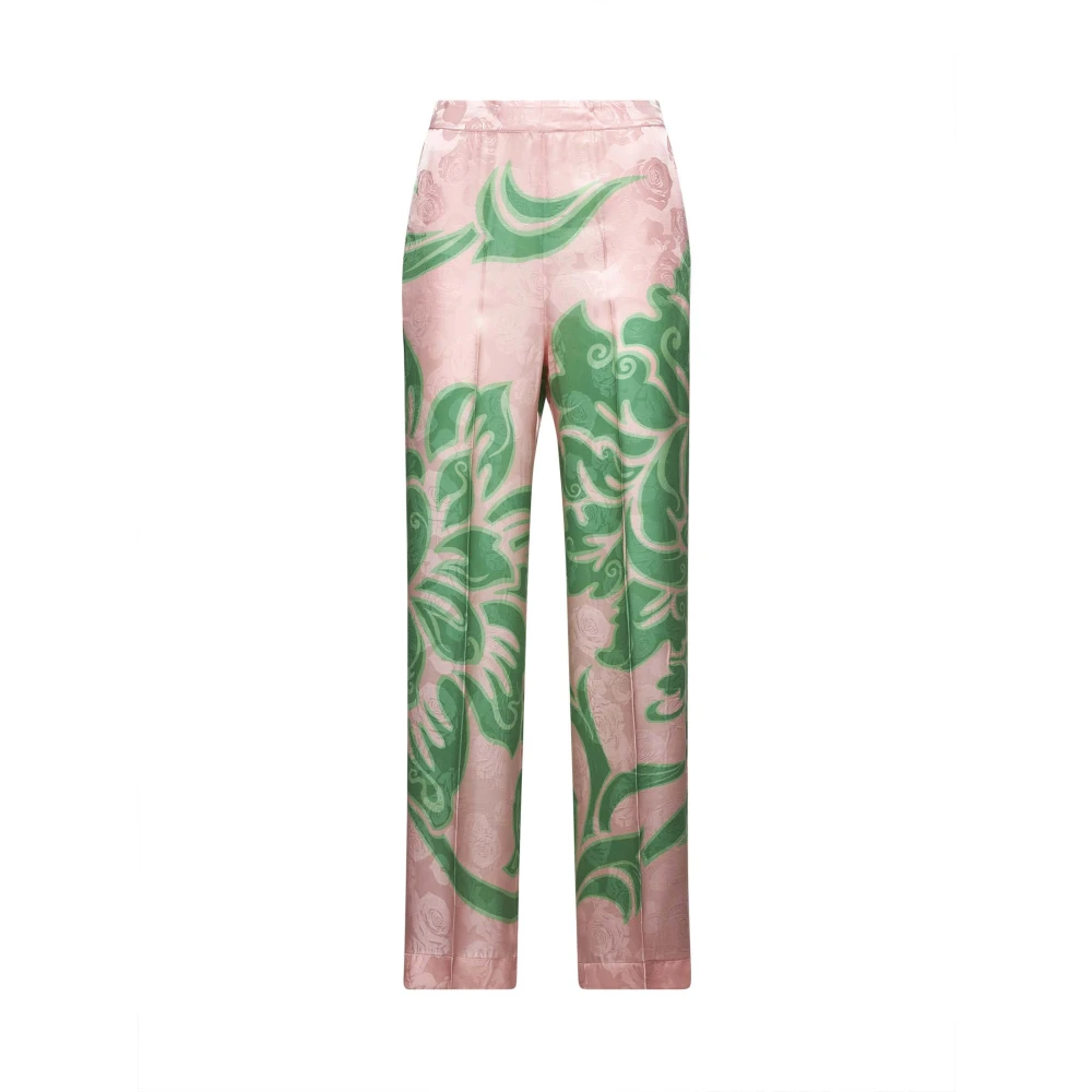 ETRO Roze Jacquard Broek met Elastische Tailleband Multicolor Dames