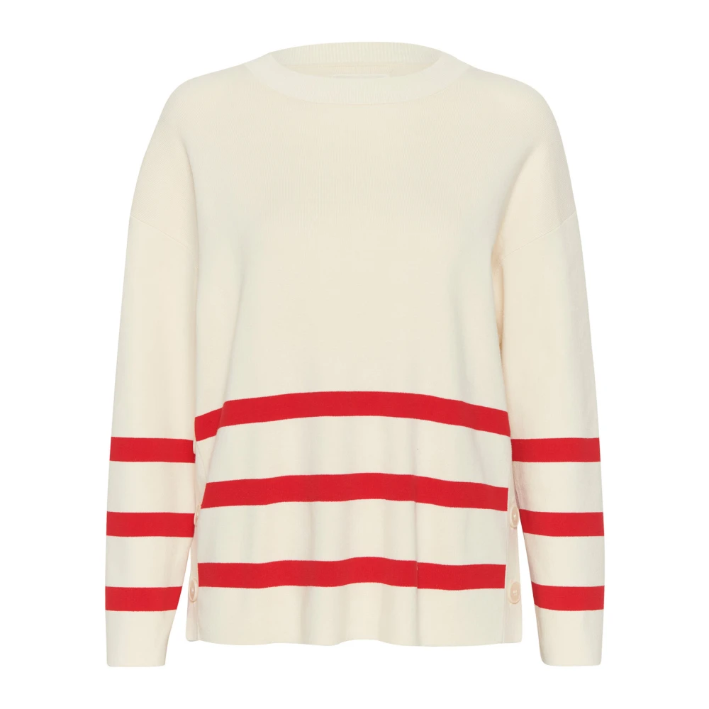 Part Two Gestreepte Gebreide Trui Emelypw Beige Dames