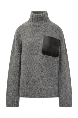 Leather Patch Pocket Sweater