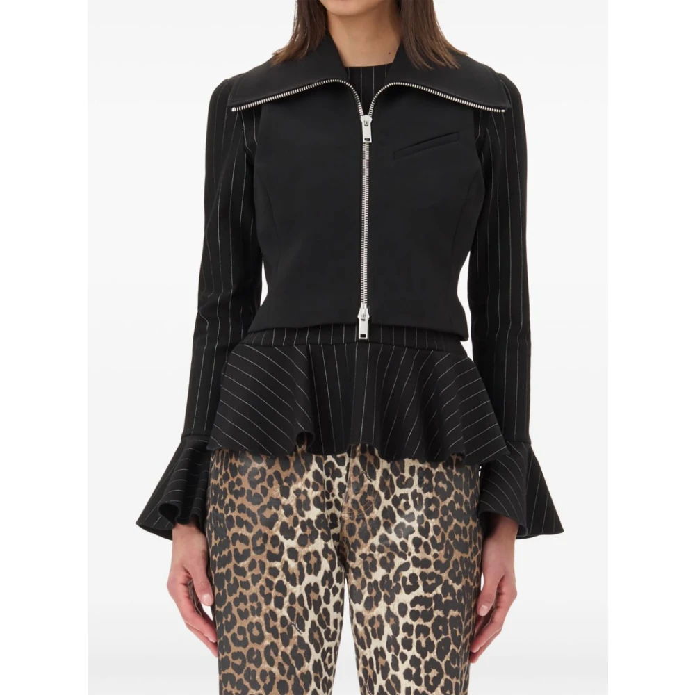 Ganni Zwarte Mouwloze Rits Sweater Black Dames