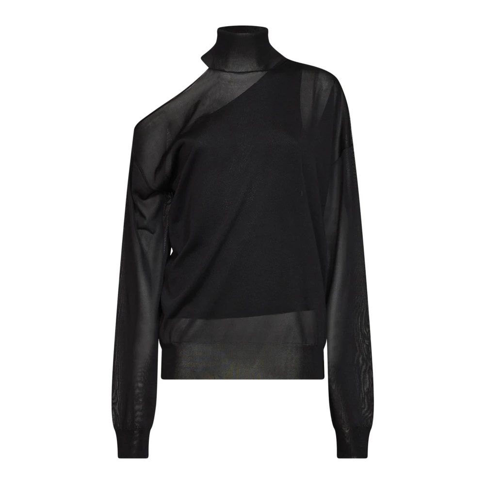 FENDI | Black lightweight silk organza asymmetric top | Women | 42 - Image 4