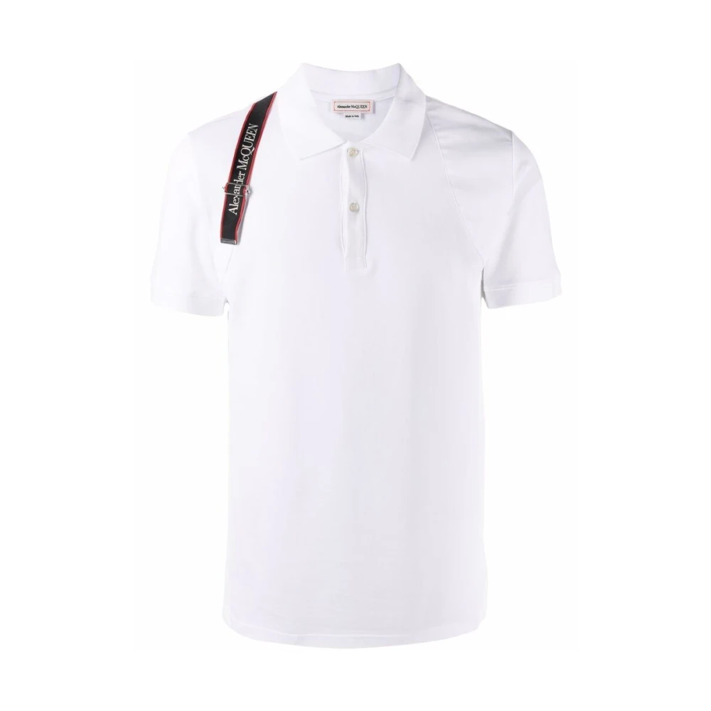 Alexander mcqueen Logo-Strap Polo Shirt White Heren