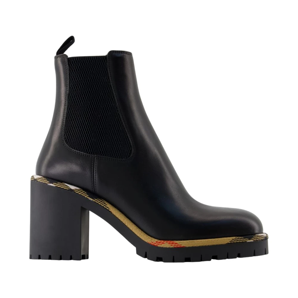 Burberry Women's Black Leather Ankle Boots - Gravel - Heeled Boots - 2 Uk - Shoes