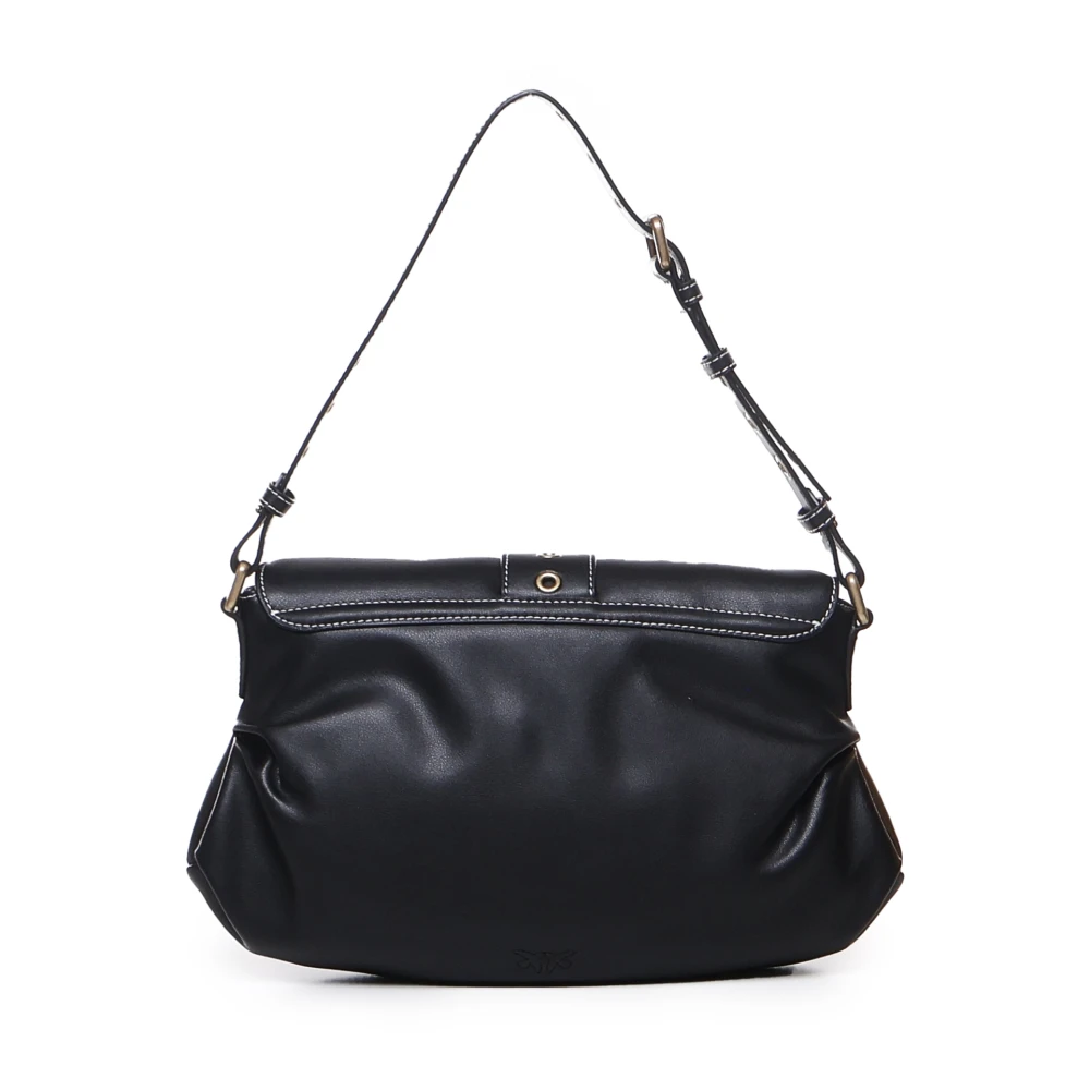 pinko Hartvormige Metalen Gesp Schoudertas Black Dames