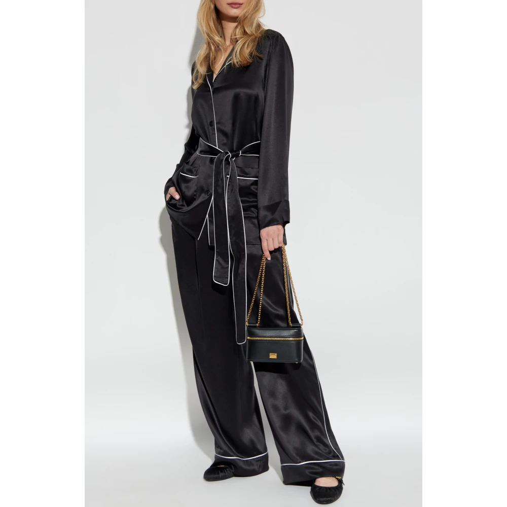 Dolce & Gabbana Zijden broek met wijde pijpen Black Dames