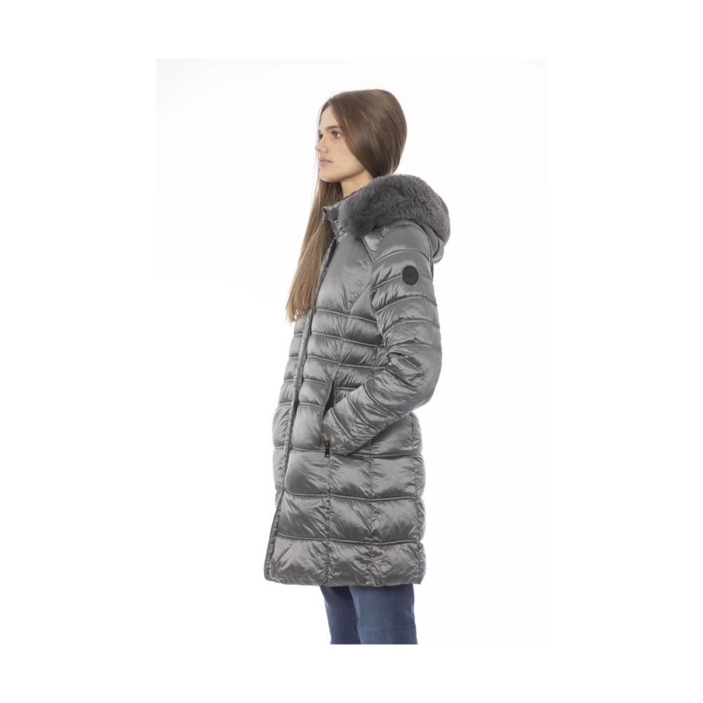 Baldinini Chique Grijze Lange Donsjas met Monogramdetail Gray Dames