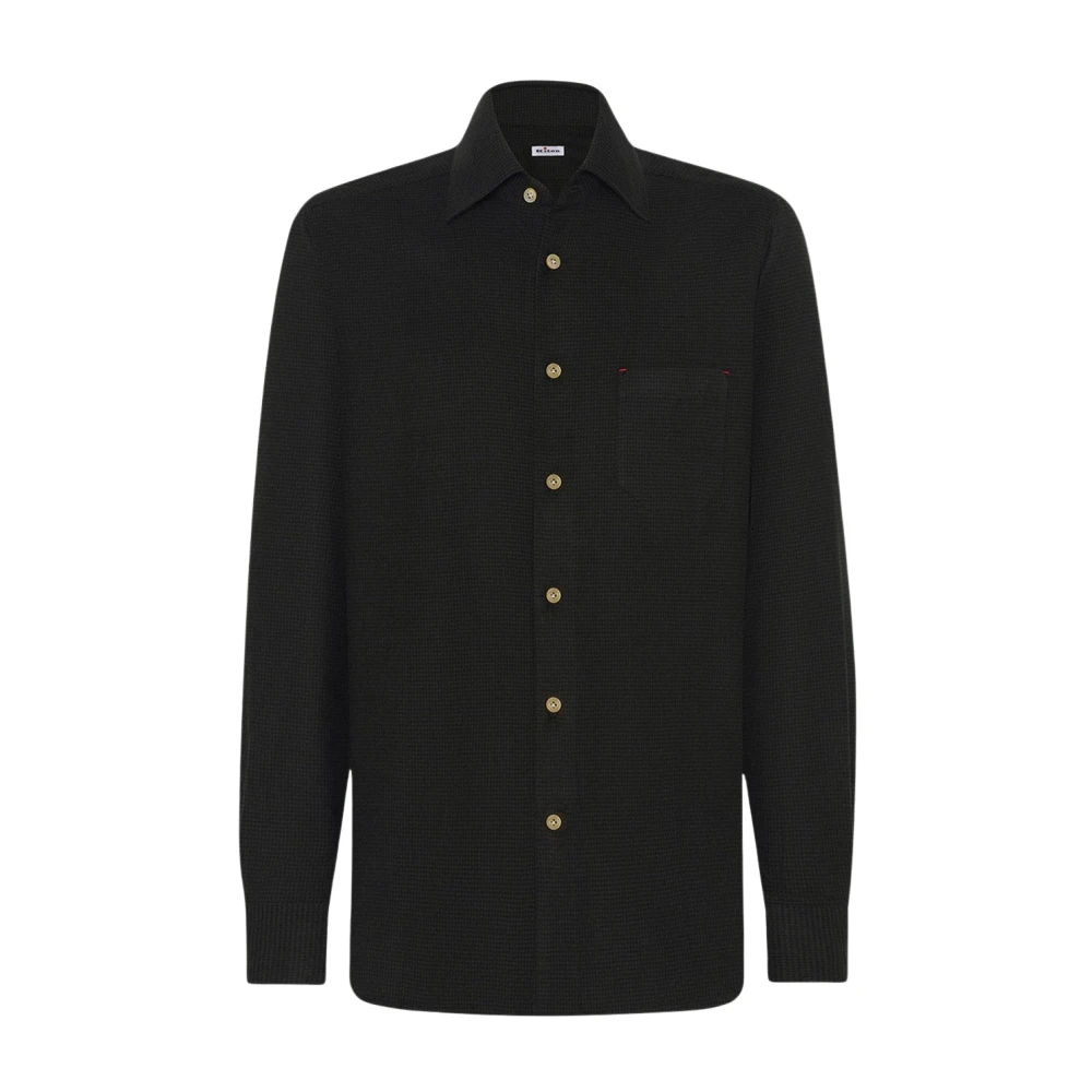 Kiton Houndstooth Flanellen Overhemd Black Heren