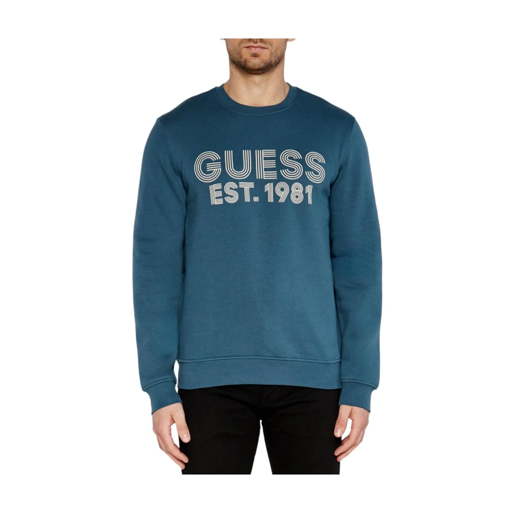 Guess Sweatshirt met ronde hals Blue Heren