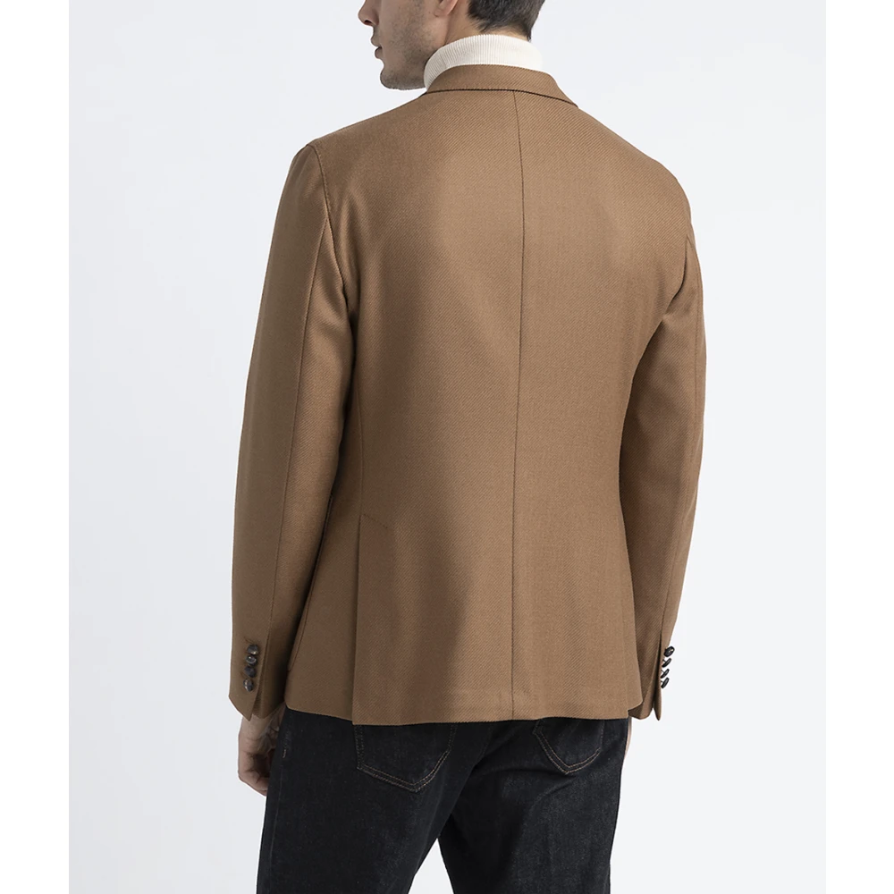 PESERICO Wollen en kasjmier double-breasted blazer Brown Heren