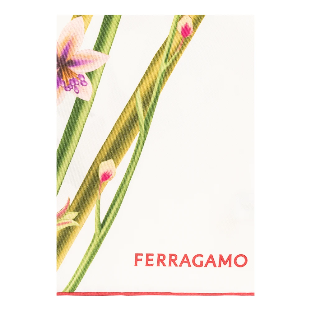 Salvatore Ferragamo Zijden sjaal met bloemenmotief White Dames