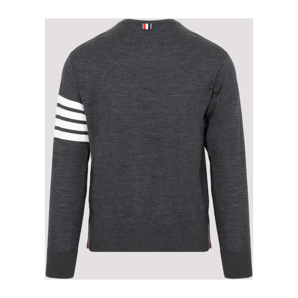 Thom Browne Grijze Wol 4-Bar Sweater Gray Heren