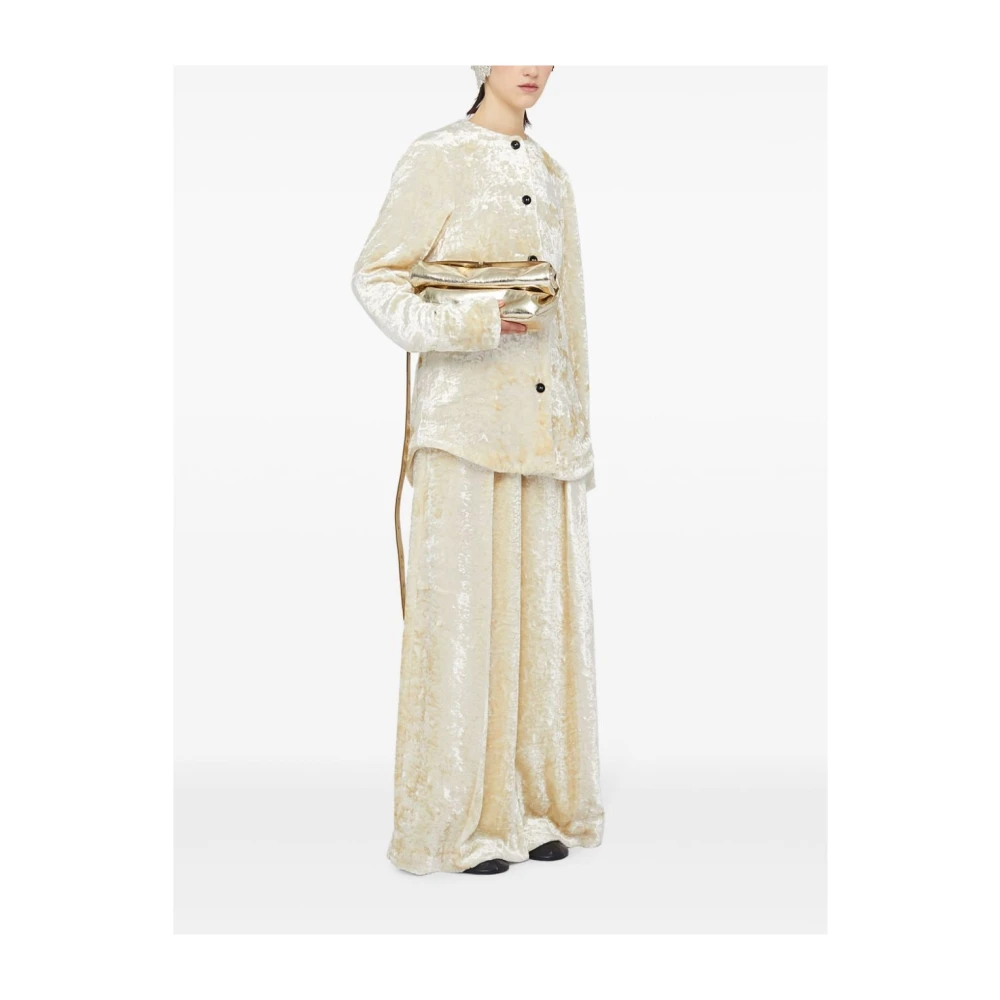 Jil Sander Metallic Schoudertas met Verstelbare Band Yellow Dames