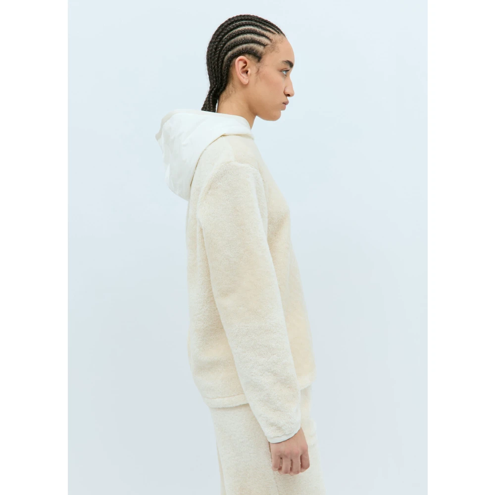 Moncler Teddy Hoodie met Logo Patch Beige Dames